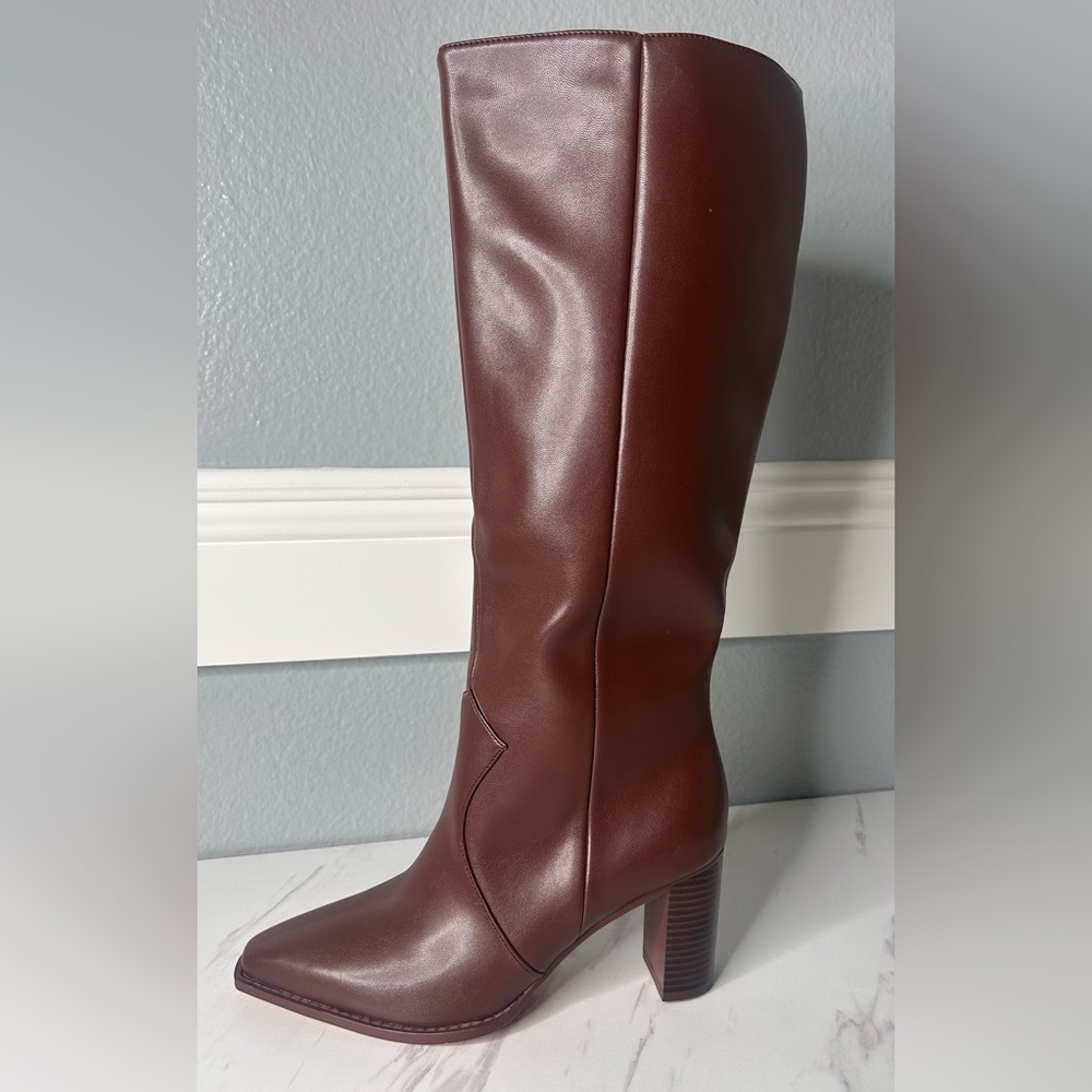 New Women’s Brown Faux Leather Boots Size 8.5